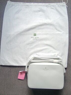 NWT Kate Spade White Zipper Crossbody Handbag Purse & Dustbag.